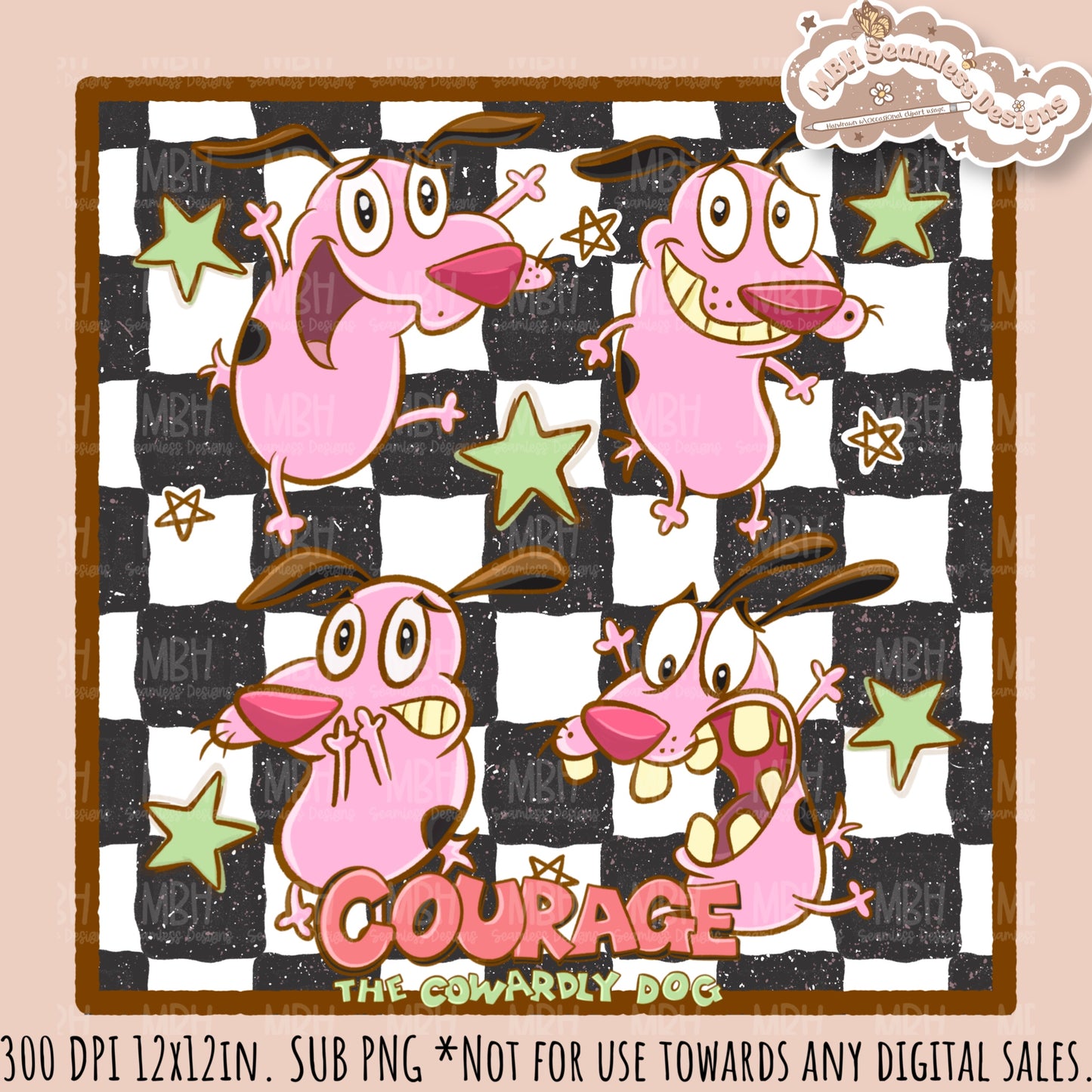 Starry Courage Dog Seamless Pattern // PNG // Assorted Colorway Options