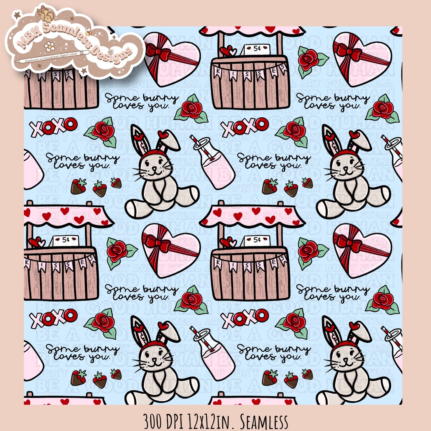 Bunny Love Seamless Pattern MULTIPLE COLORWAYS