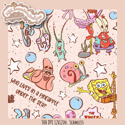 Starry SquarePants Seamless Pattern MULTIPLE COLORWAYS