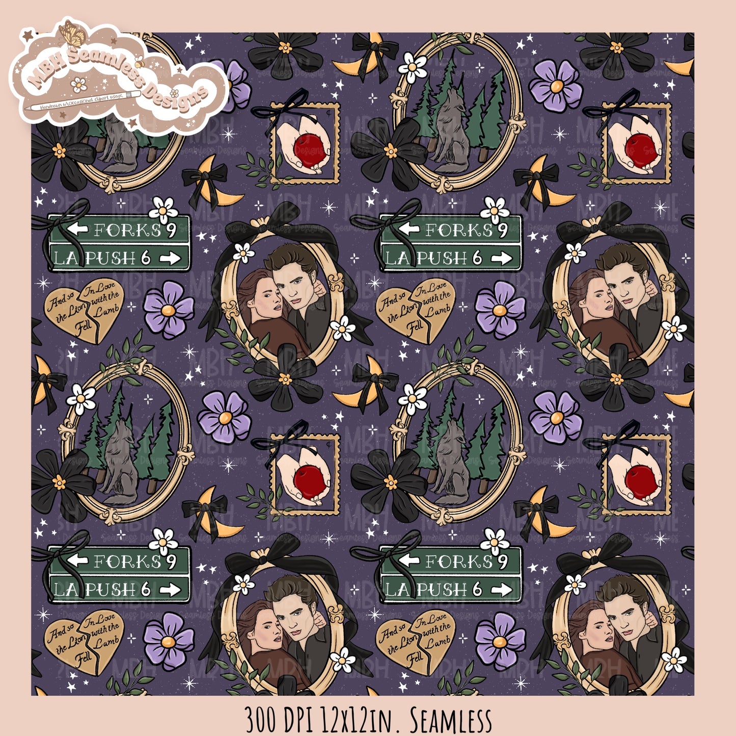 Twilight x Frames Seamless Pattern // PNG // Assorted Colorways