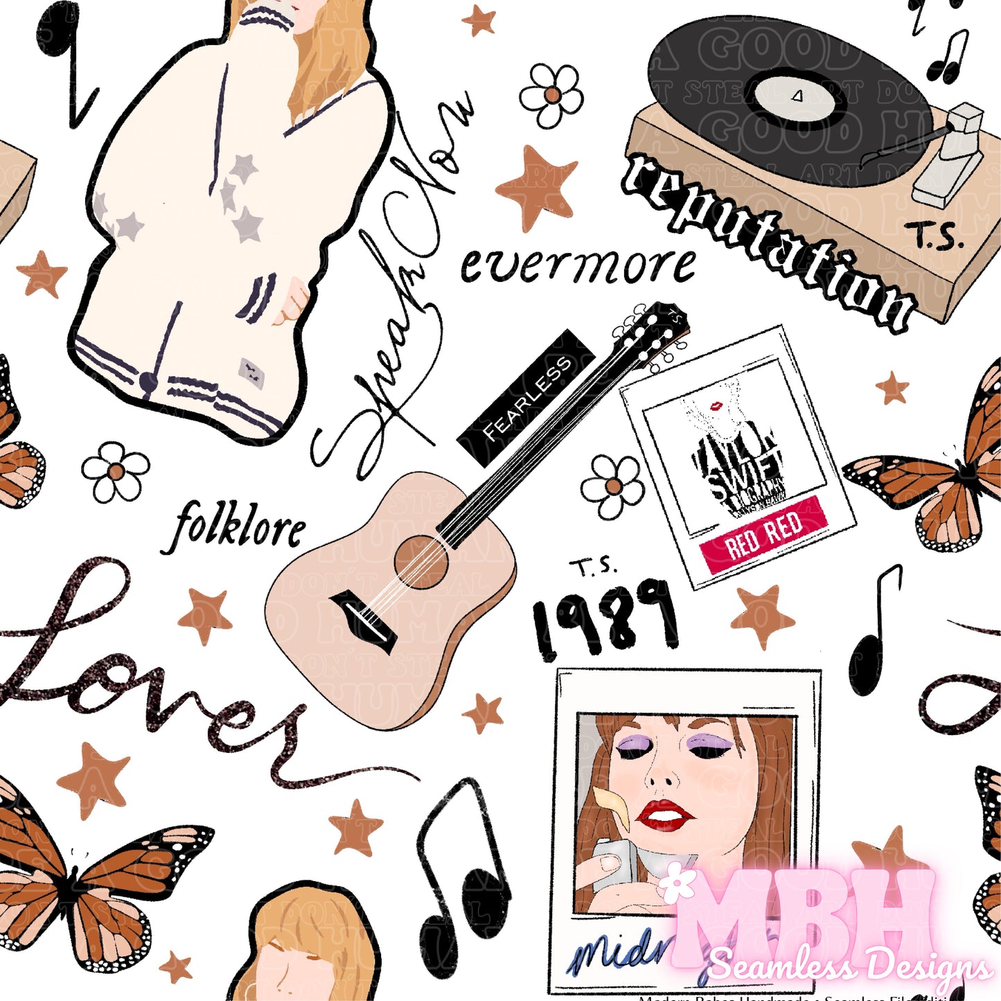 Swiftie Albums Seamless Pattern