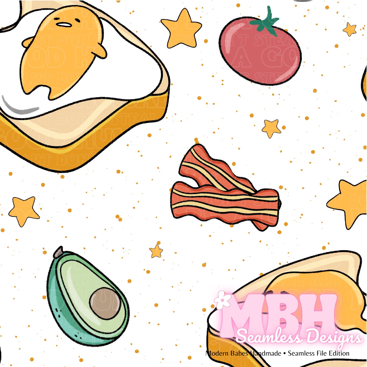 Gudetama Toast Seamless Pattern MULTIPLE COLORWAYS