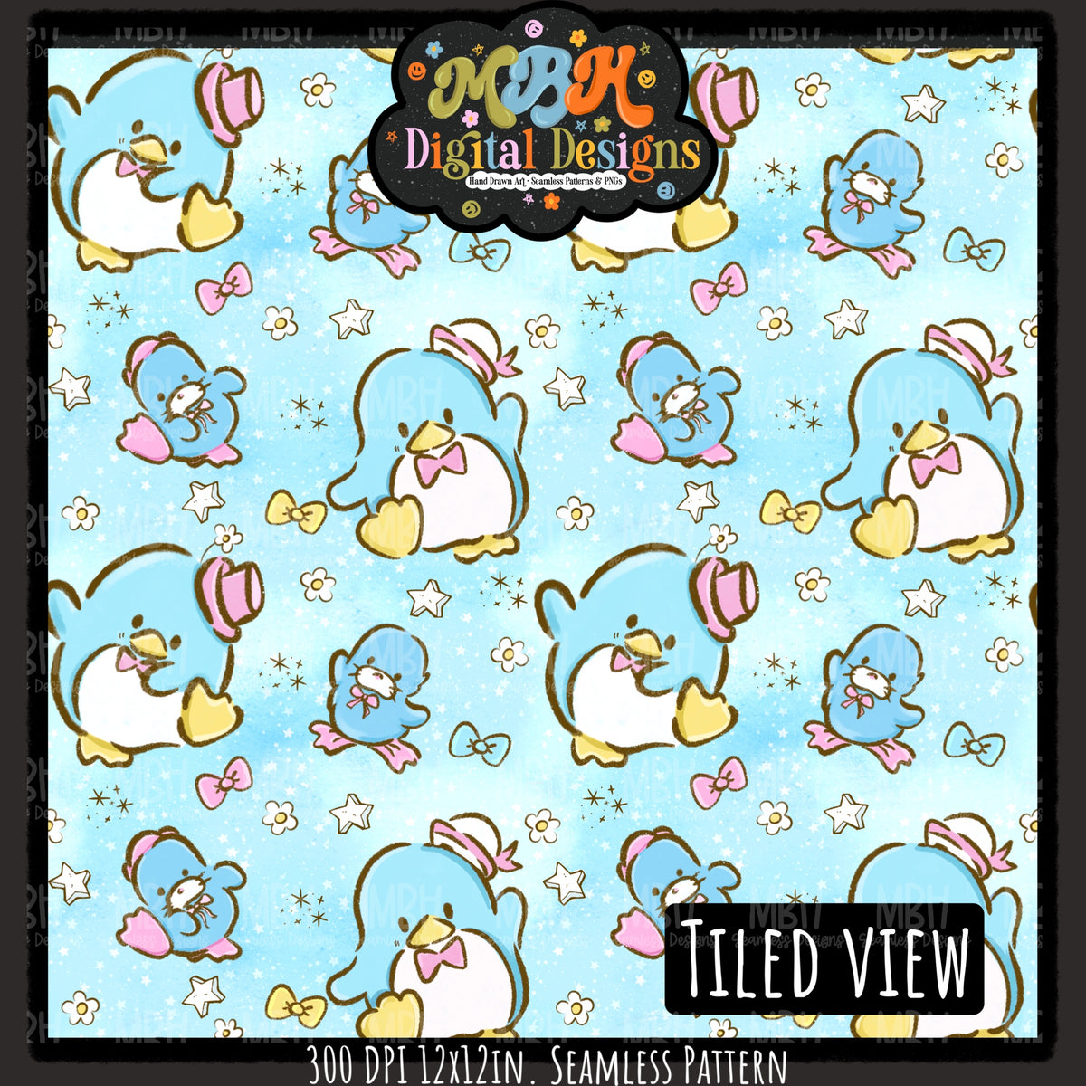 TuxedoSam Seamless Pattern // PNG // Assorted Colorways