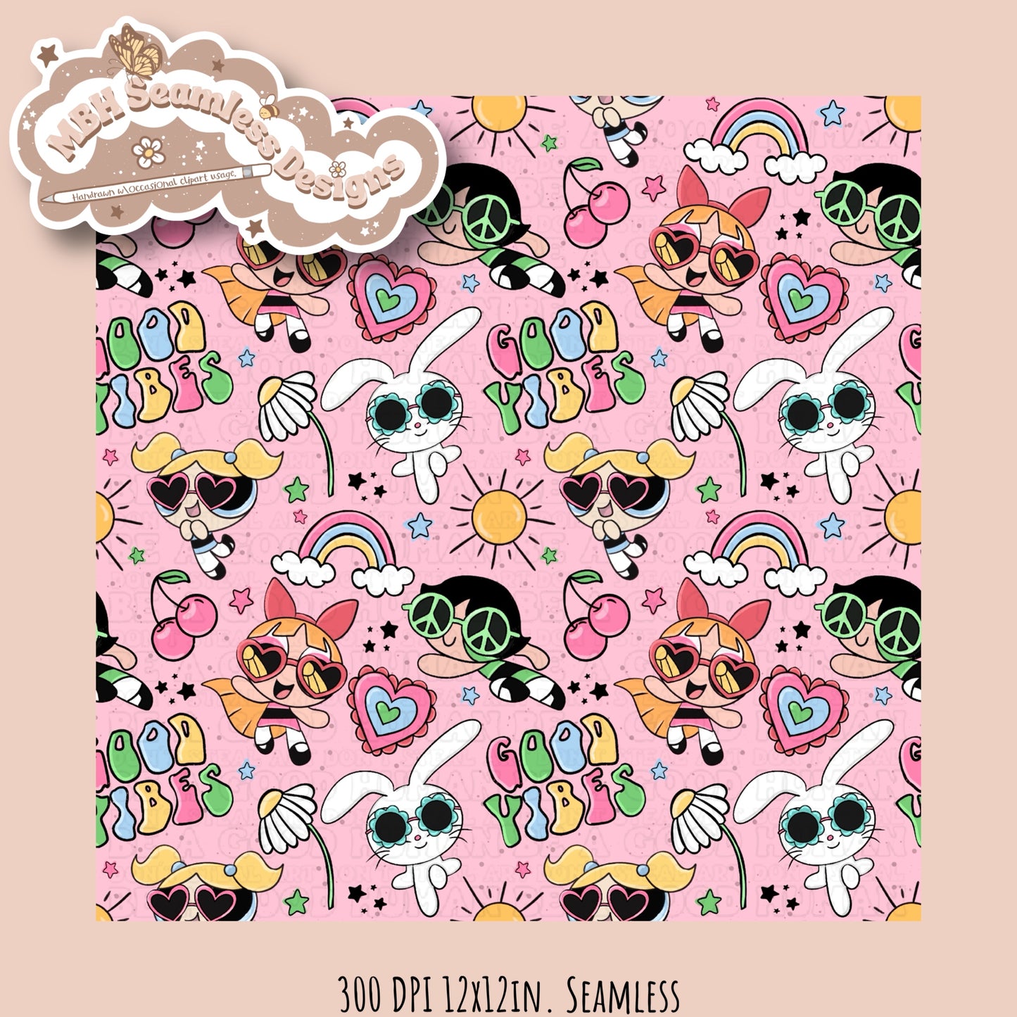 Good Vibes PPG Seamless Pattern MULTIPLE COLORWAYS