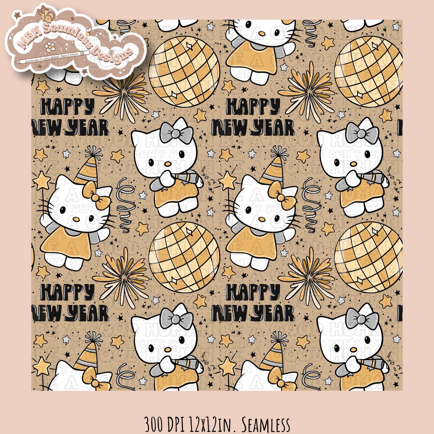 HK New Years Seamless Pattern MULTIPLE COLORWAYS