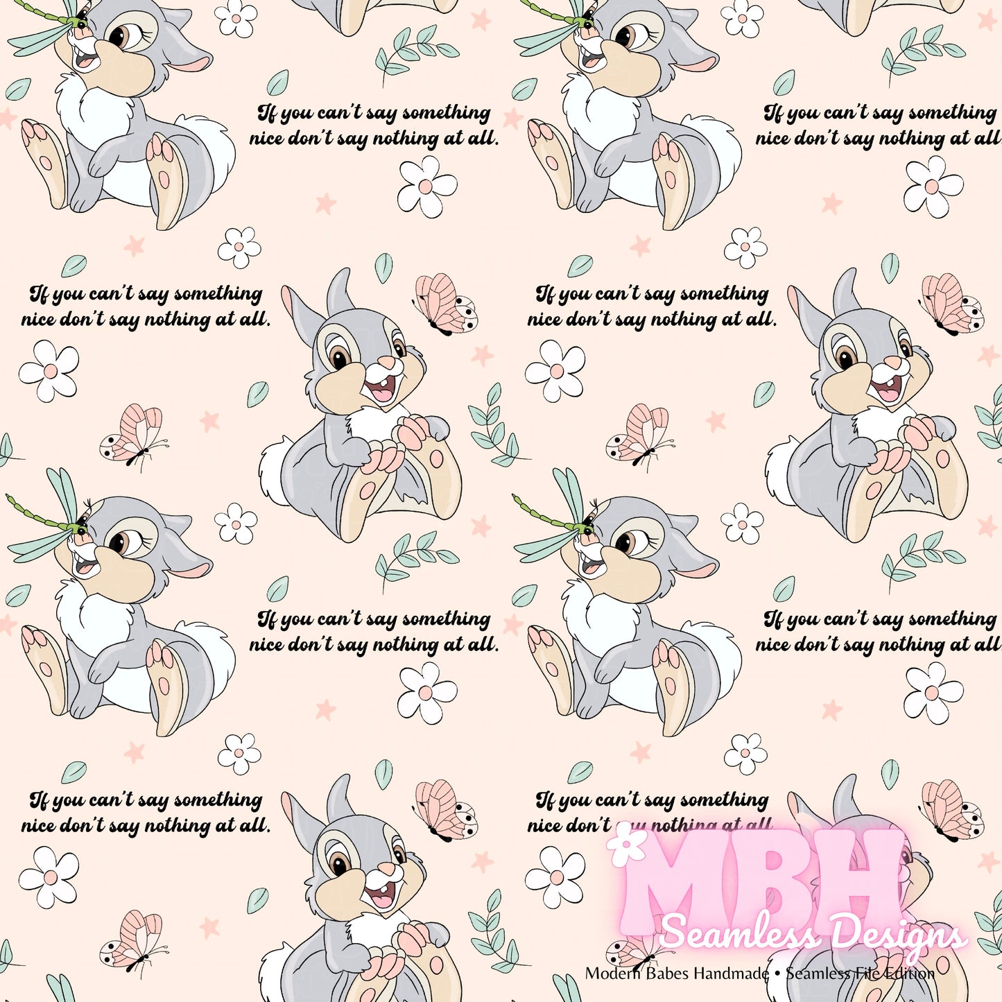 Thumper Quote Seamless Pattern Assorted Colorways