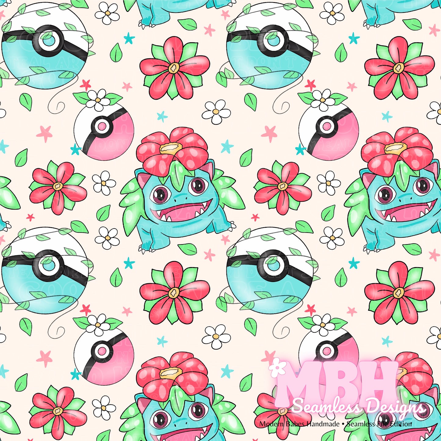 LIMITED Venasaur Floral Seamless Pattern