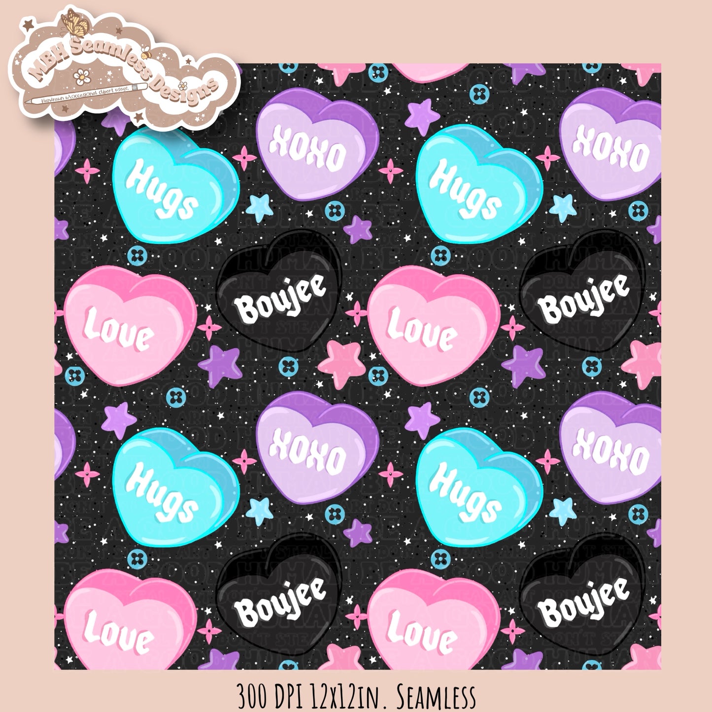 Boujee Convo Hearts Seamless Pattern MULTIPLE COLORWAY OPTIONS