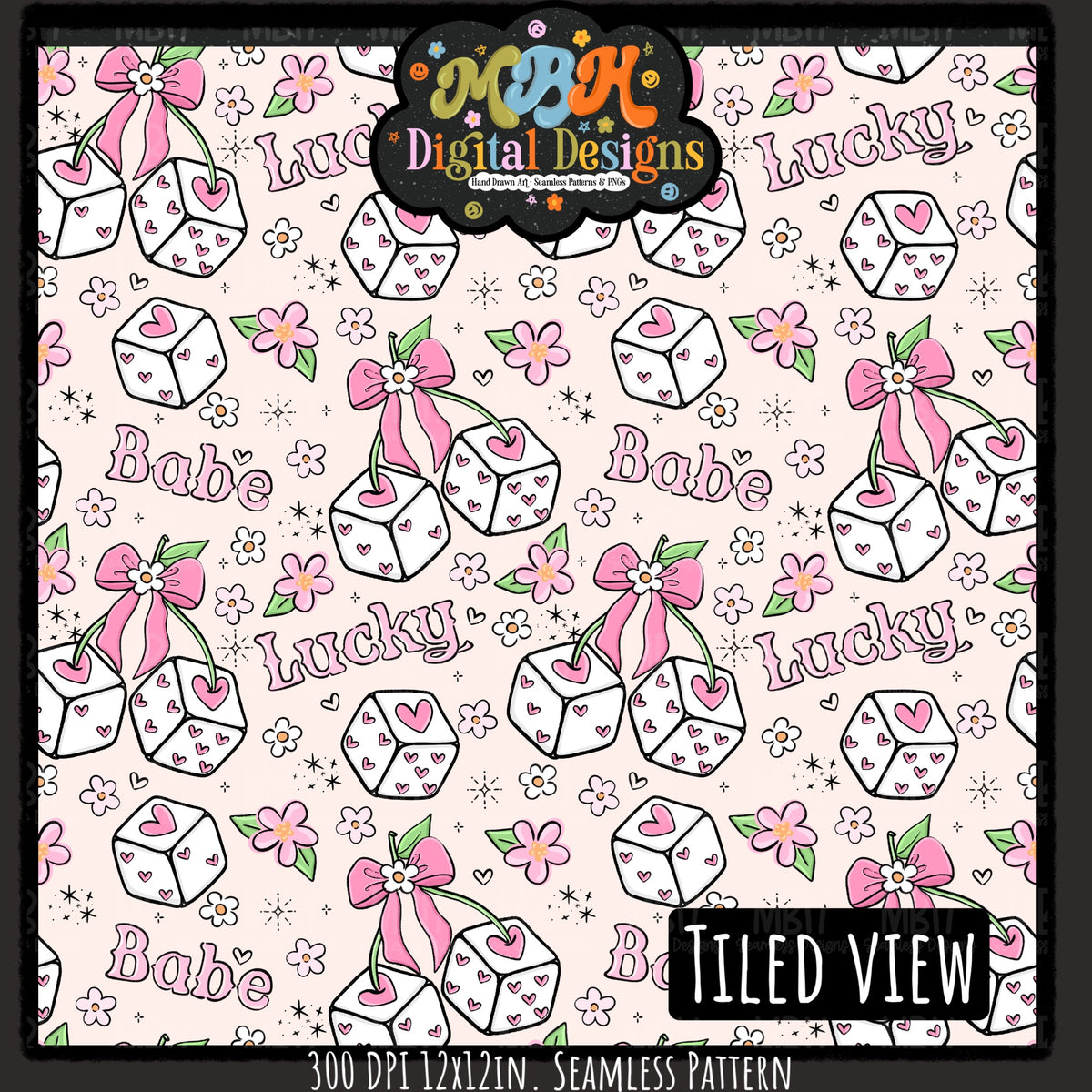 Hextober Day 4 • 3D Lucky Babe Seamless Pattern // PNG // MULTIPLE COLORWAYS (Hextober files are not available in drives.)