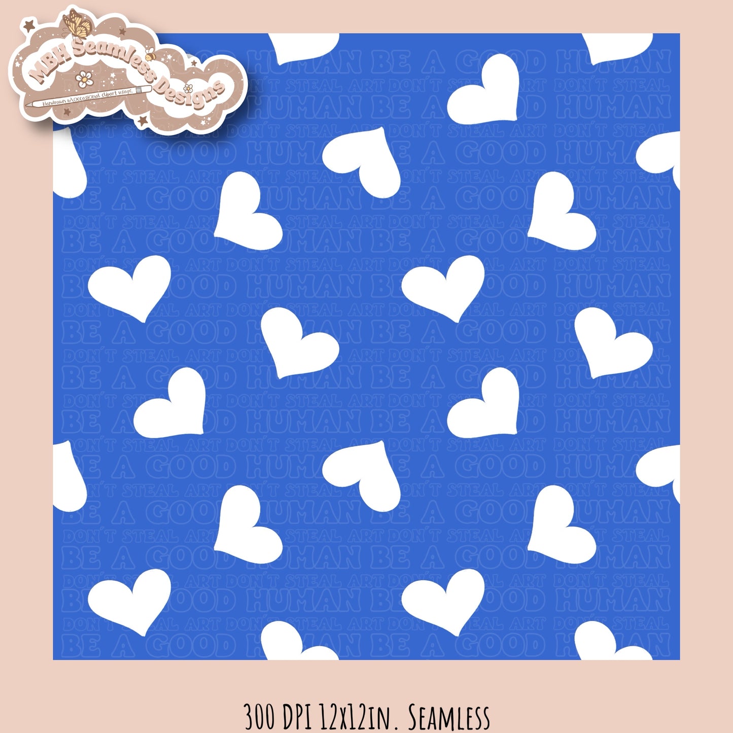 White Scattered Hearts Seamless Pattern MULTIPLE COLORWAYS