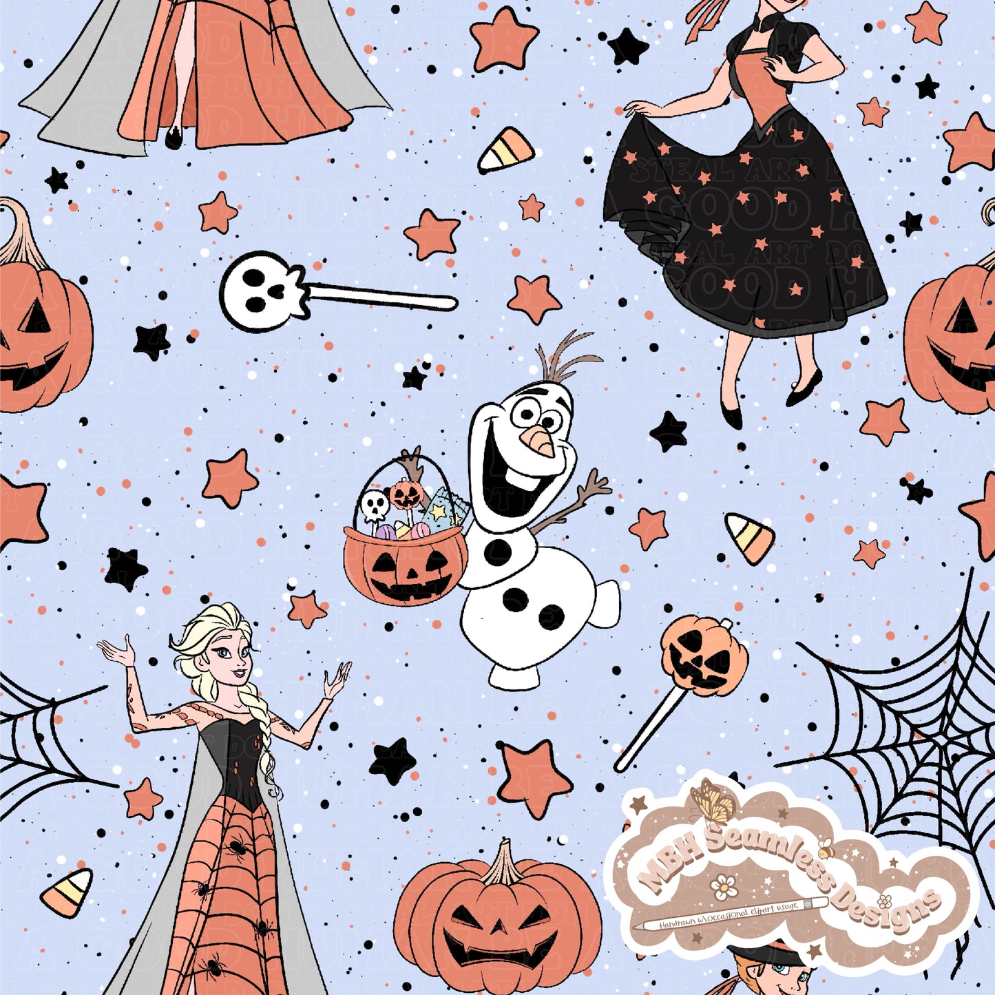 Frozen Halloween Seamless Pattern & PNG MULTIPLE COLORWAYS