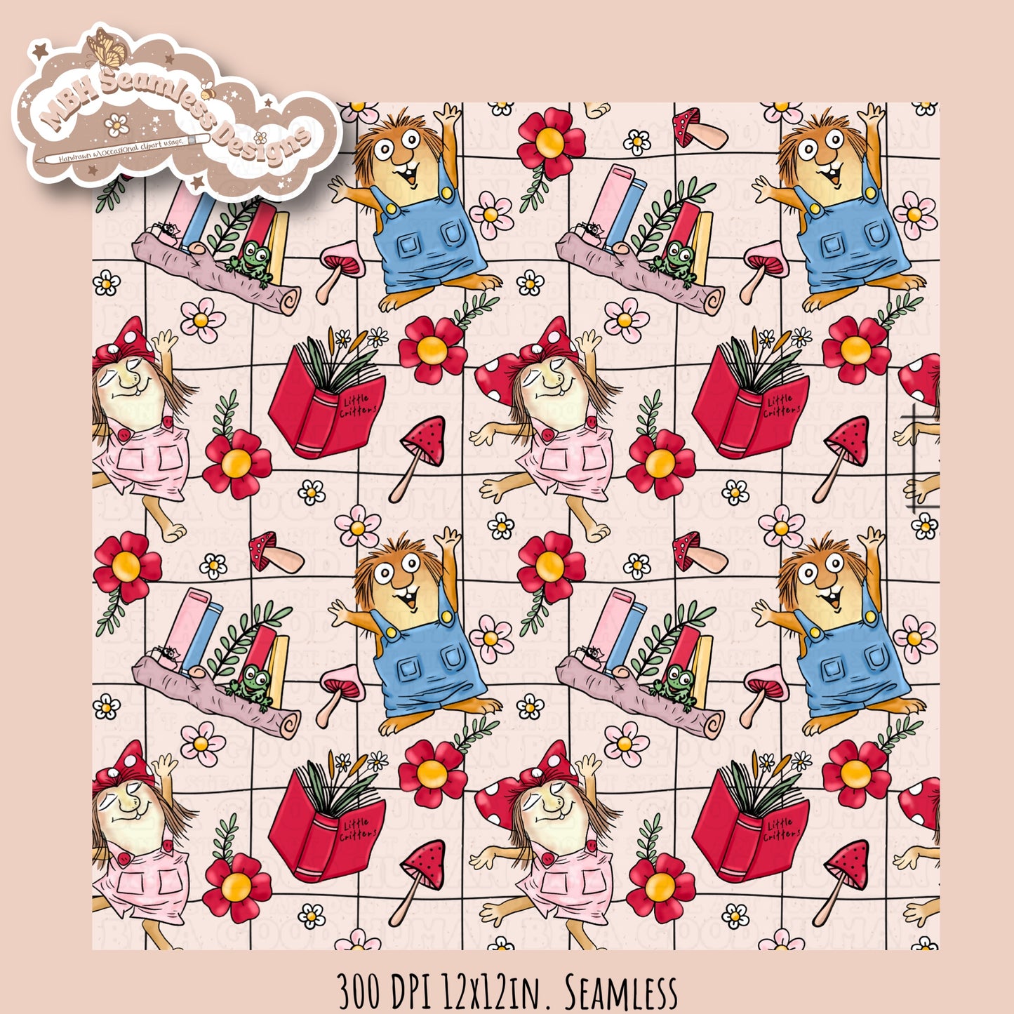 Little Critters Seamless Pattern // PNG // Multiple Colorways