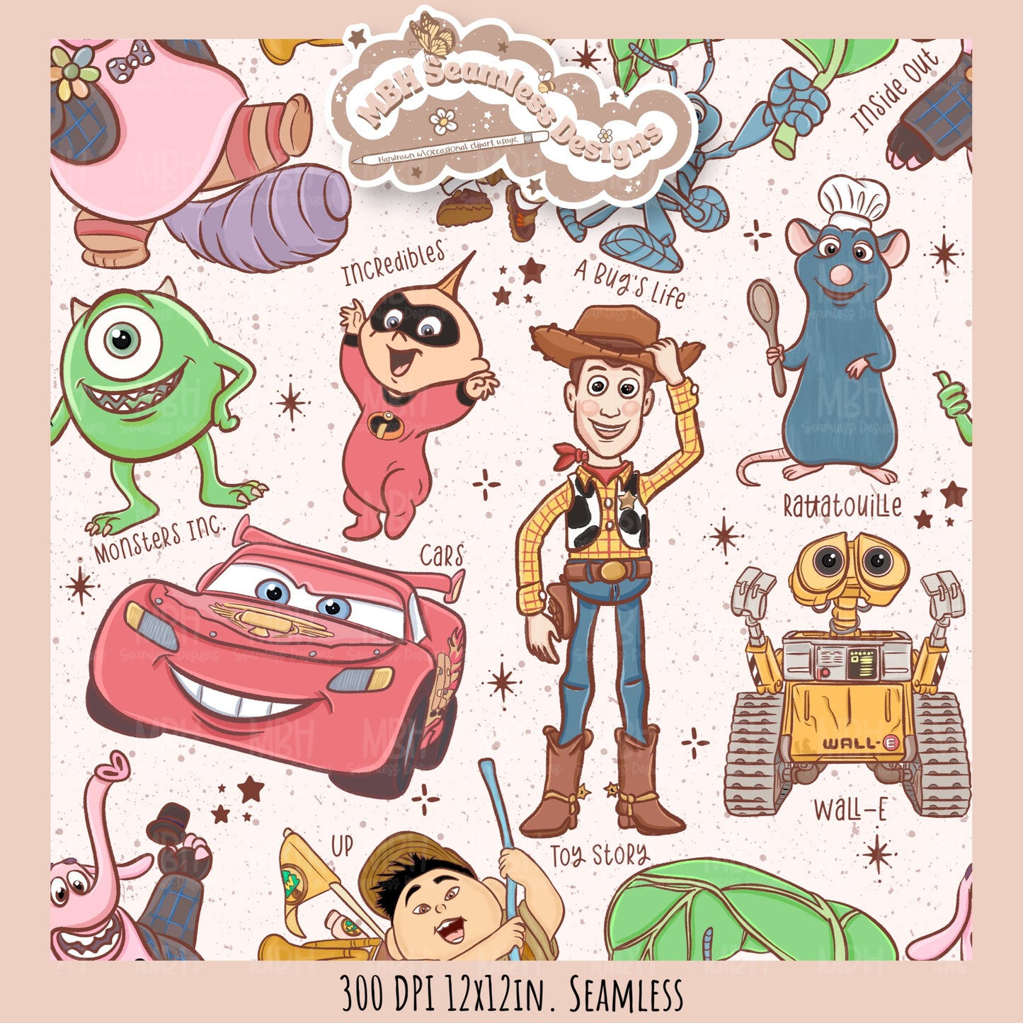 Starry Pixar Mashup Seamless Pattern // Multiple Colorway Options