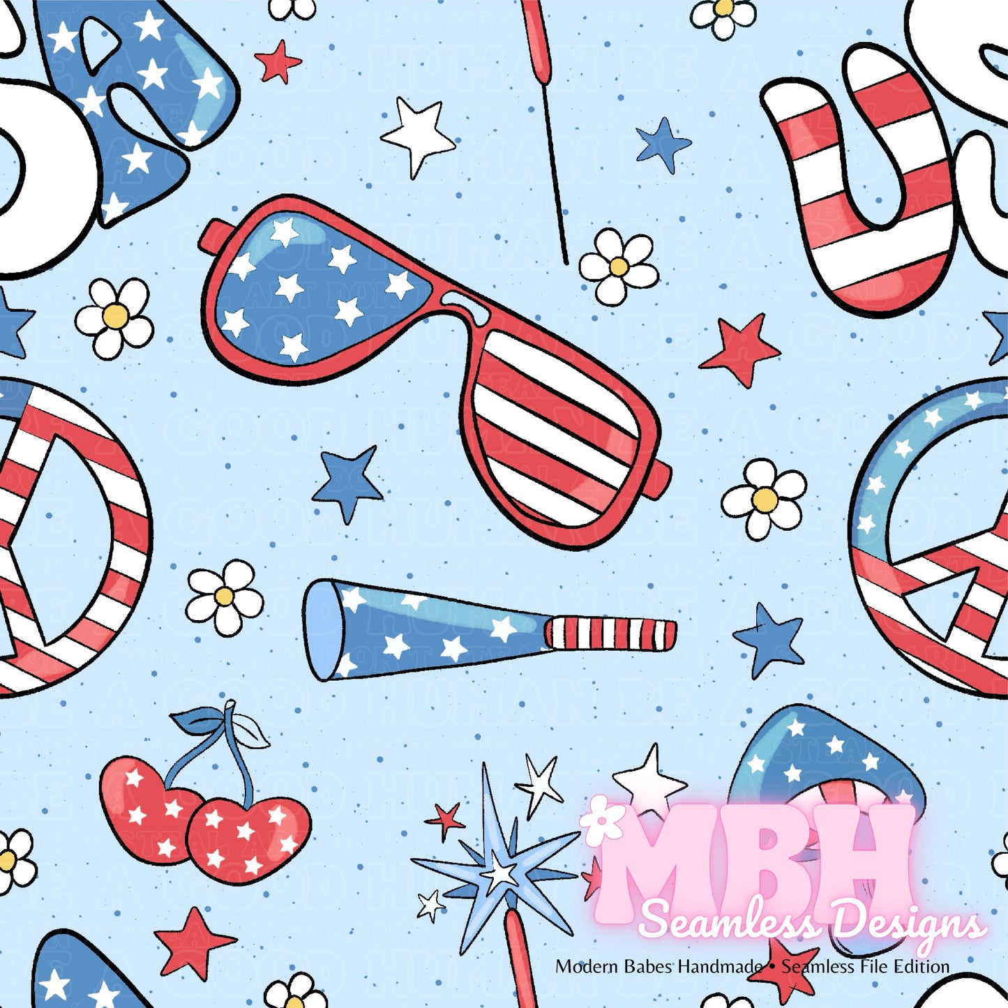 Groovy USA Seamless Pattern MULTIPLE COLORWAYS