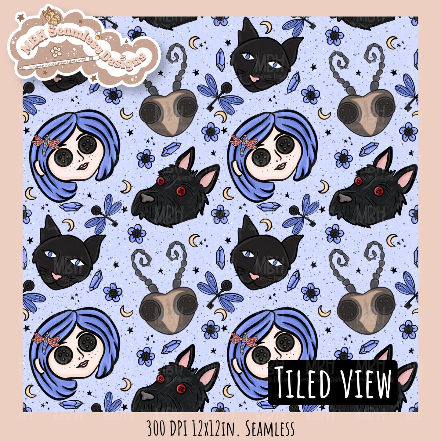 Button Eyes Seamless Pattern // PNG // Multiple Colorway Options