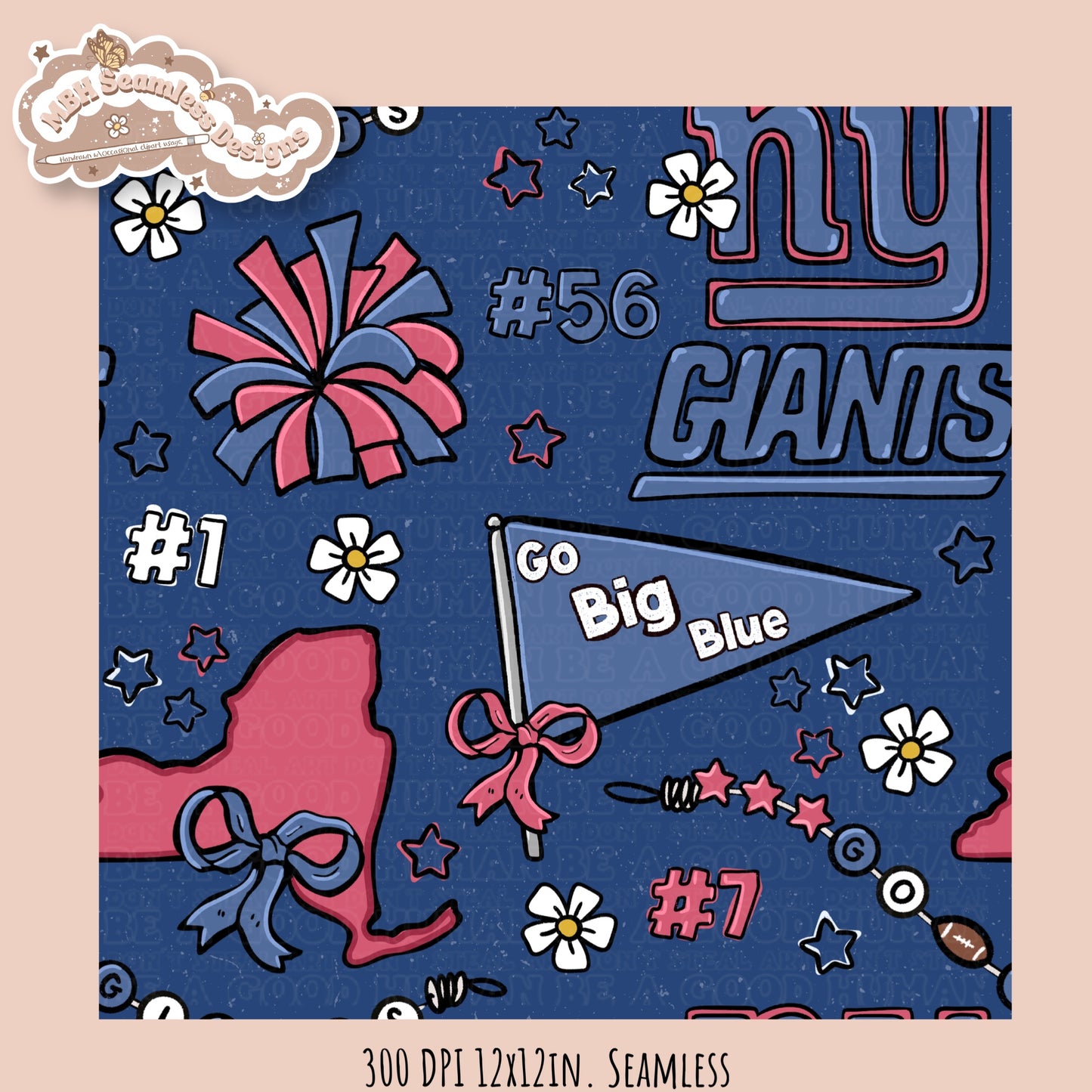 Giants x Daisies Football Seamless Pattern // Assorted Colorways