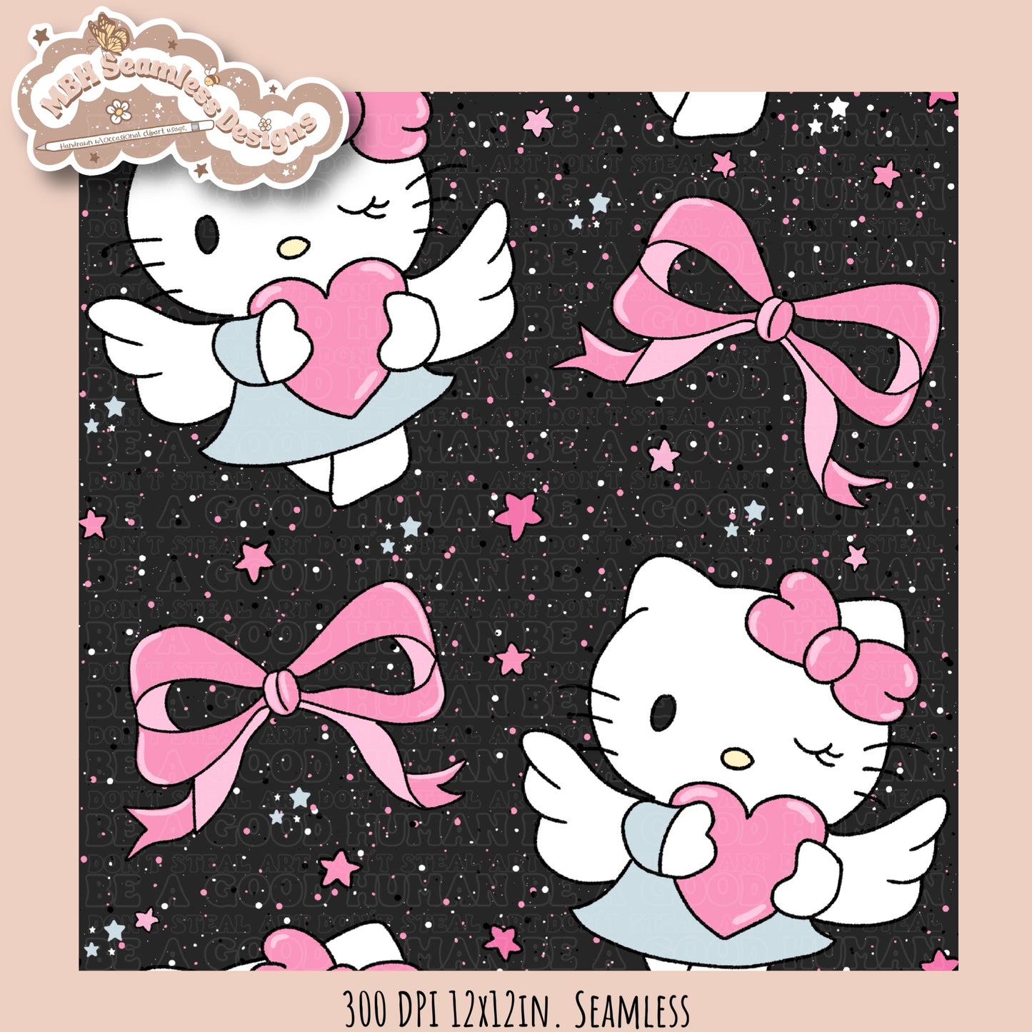 Coquette Kitty Seamless Pattern MULTIPLE COLORWAY OPTIONS