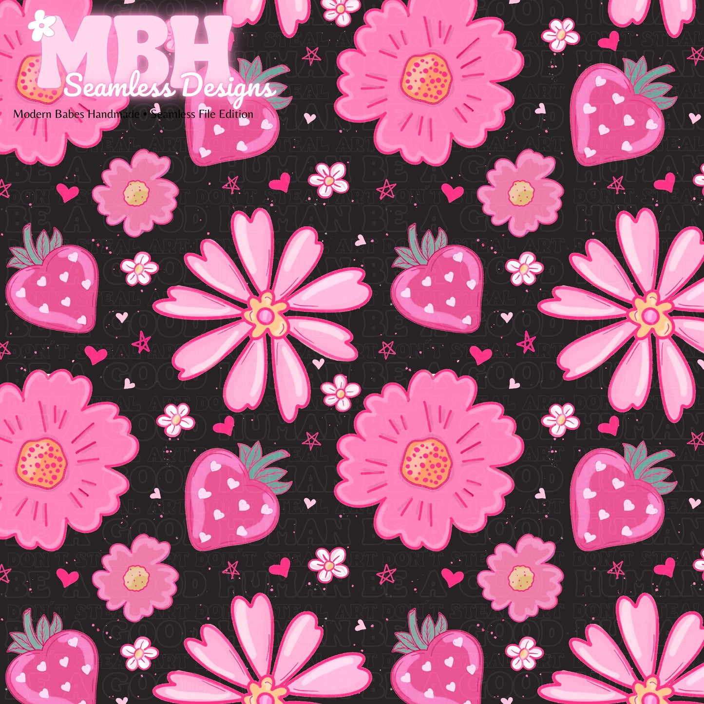 Strawberry Floral 2 Colorways Seamless Pattern