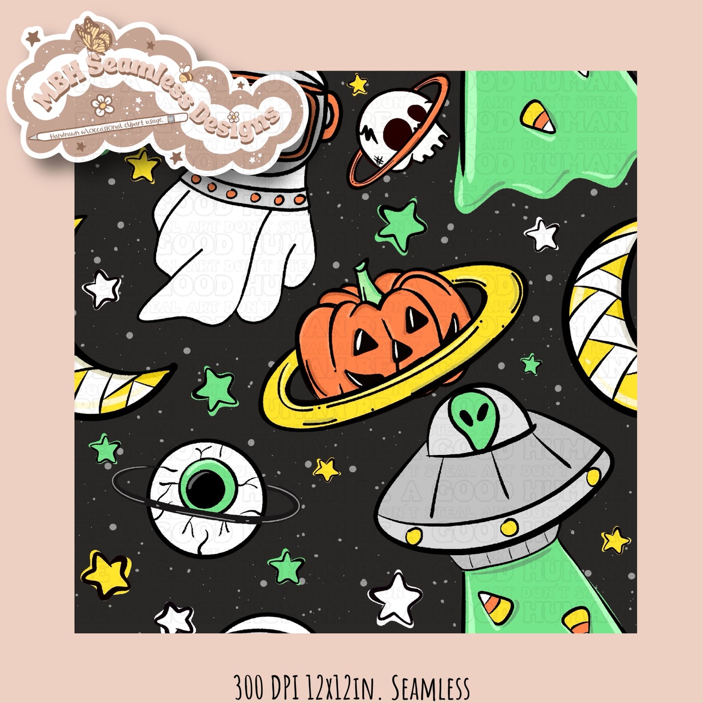 Spooky Space Seamless & PNG MULTIPLE COLORWAYS