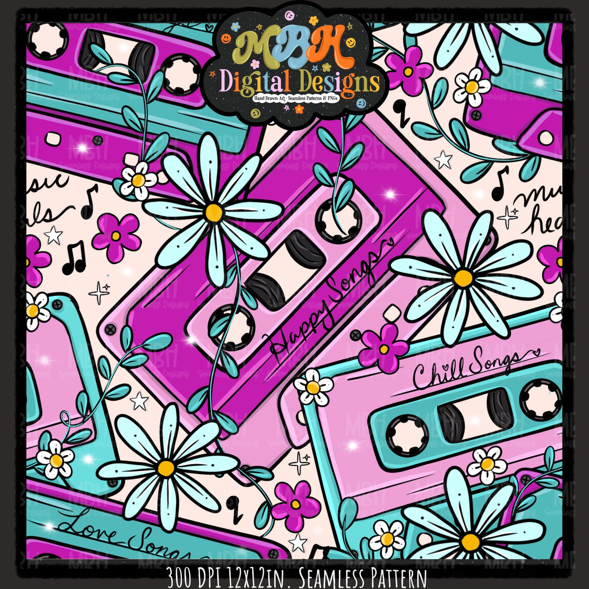 Hextober Day 1 •Music Seamless Pattern // PNG // MULTIPLE COLORWAYS (Hextober files are not available in drives.)