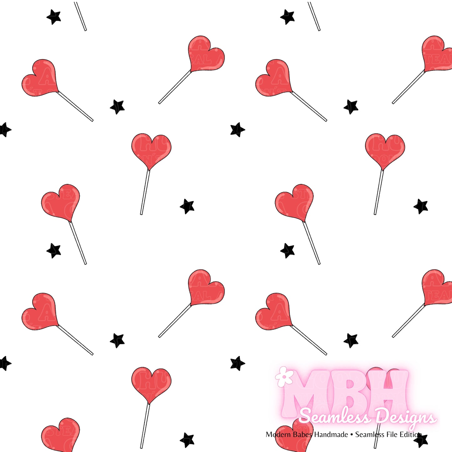 Heart Suckers 2 Colorways Seamless Pattern & PNG