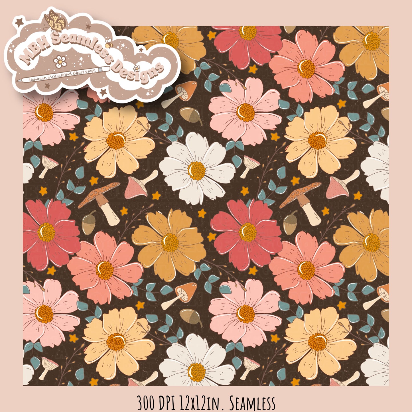 Fall Blooms Seamless Pattern MULTIPLE COLORWAYS