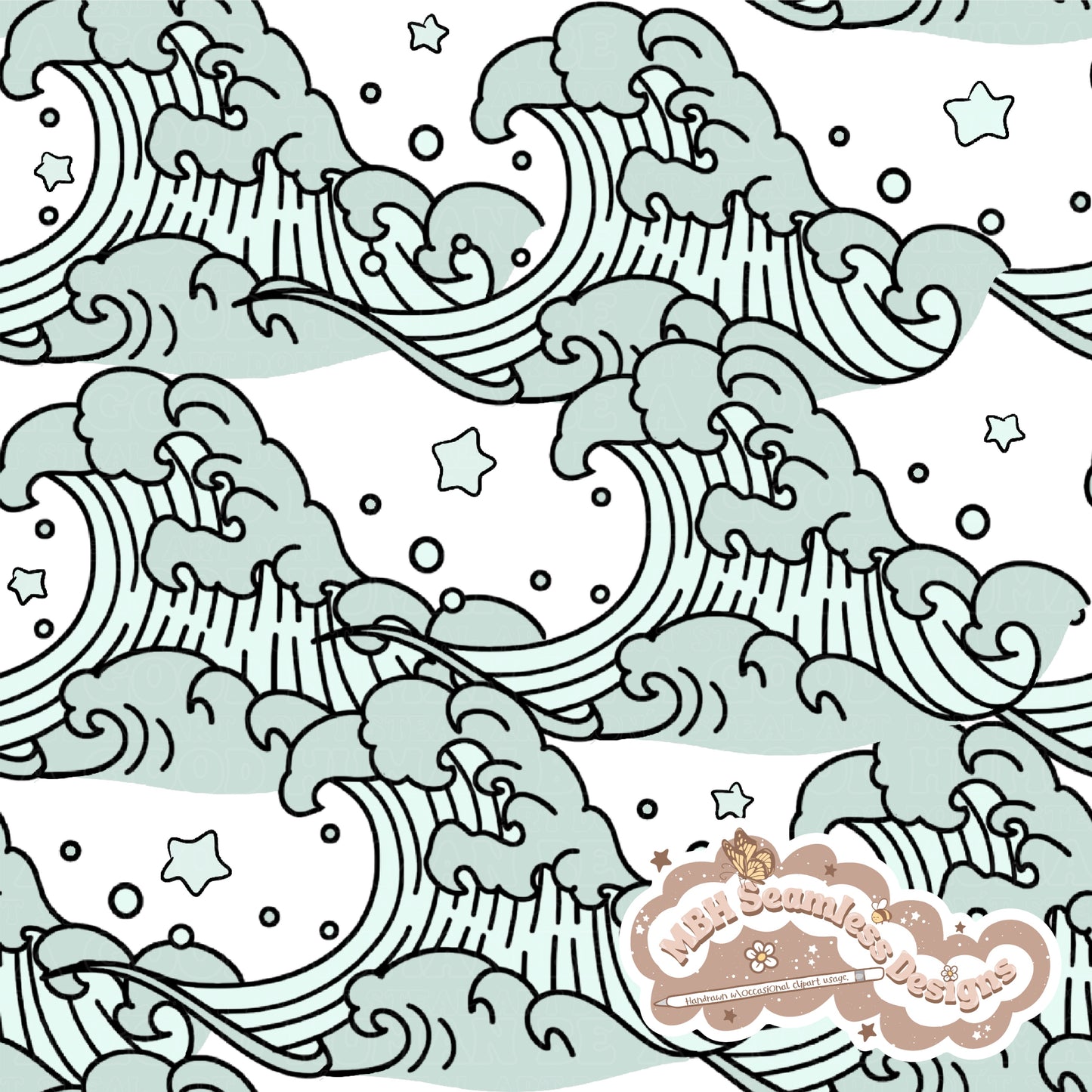 Starry Waves Seamless Pattern MULTIPLE COLORWAYS