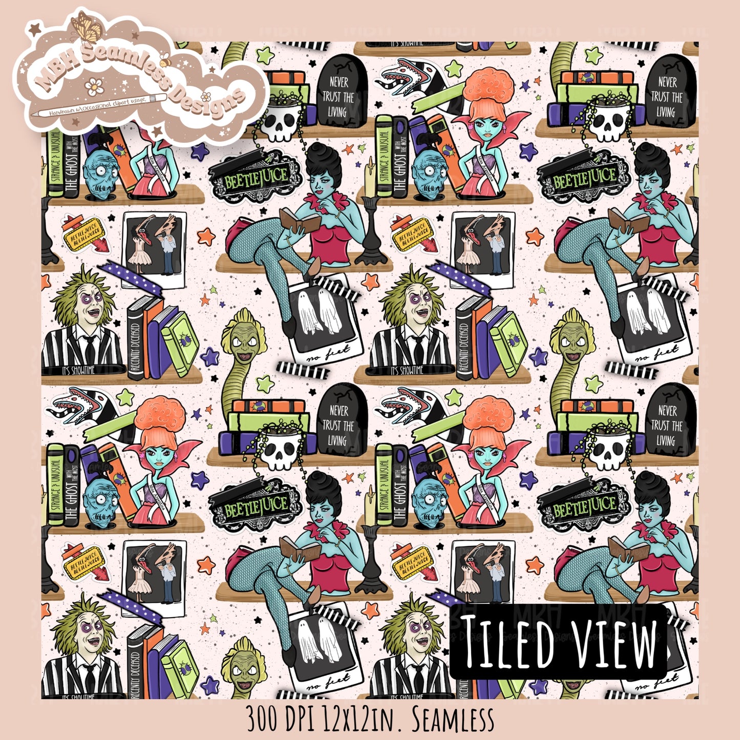 Beetle Shelves Seamless Pattern // PNG // Assorted Colorway Options