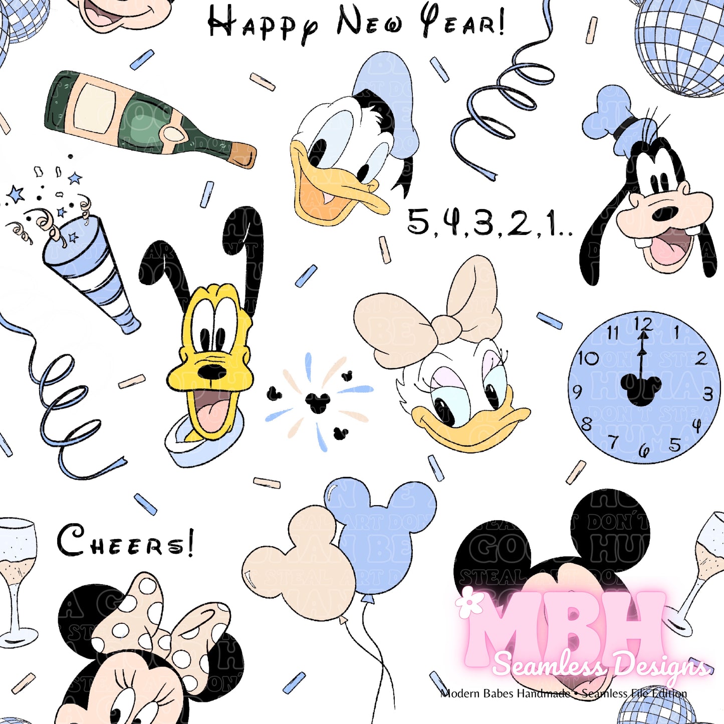 Magical Friends New Year Seamless Pattern