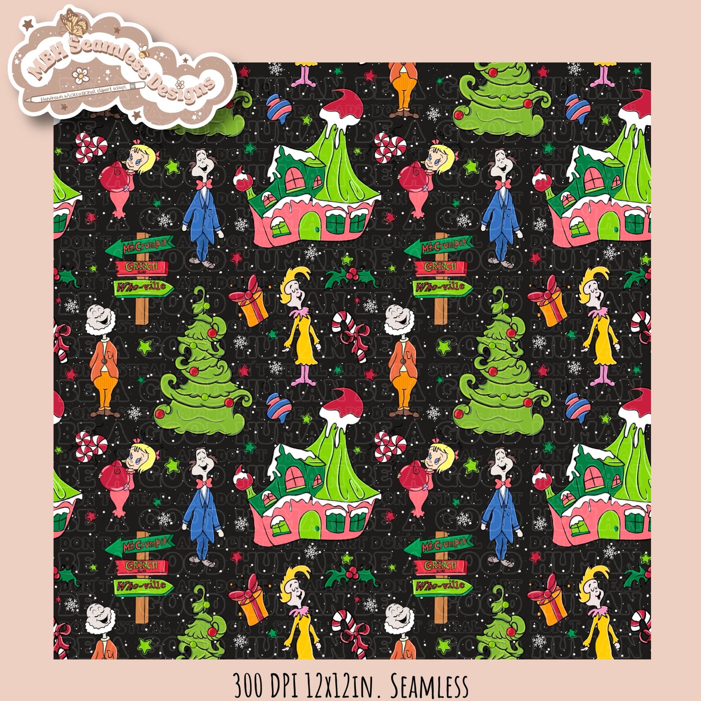 Who-ville Seamless Pattern & PNG MULTIPLE COLORWAYS