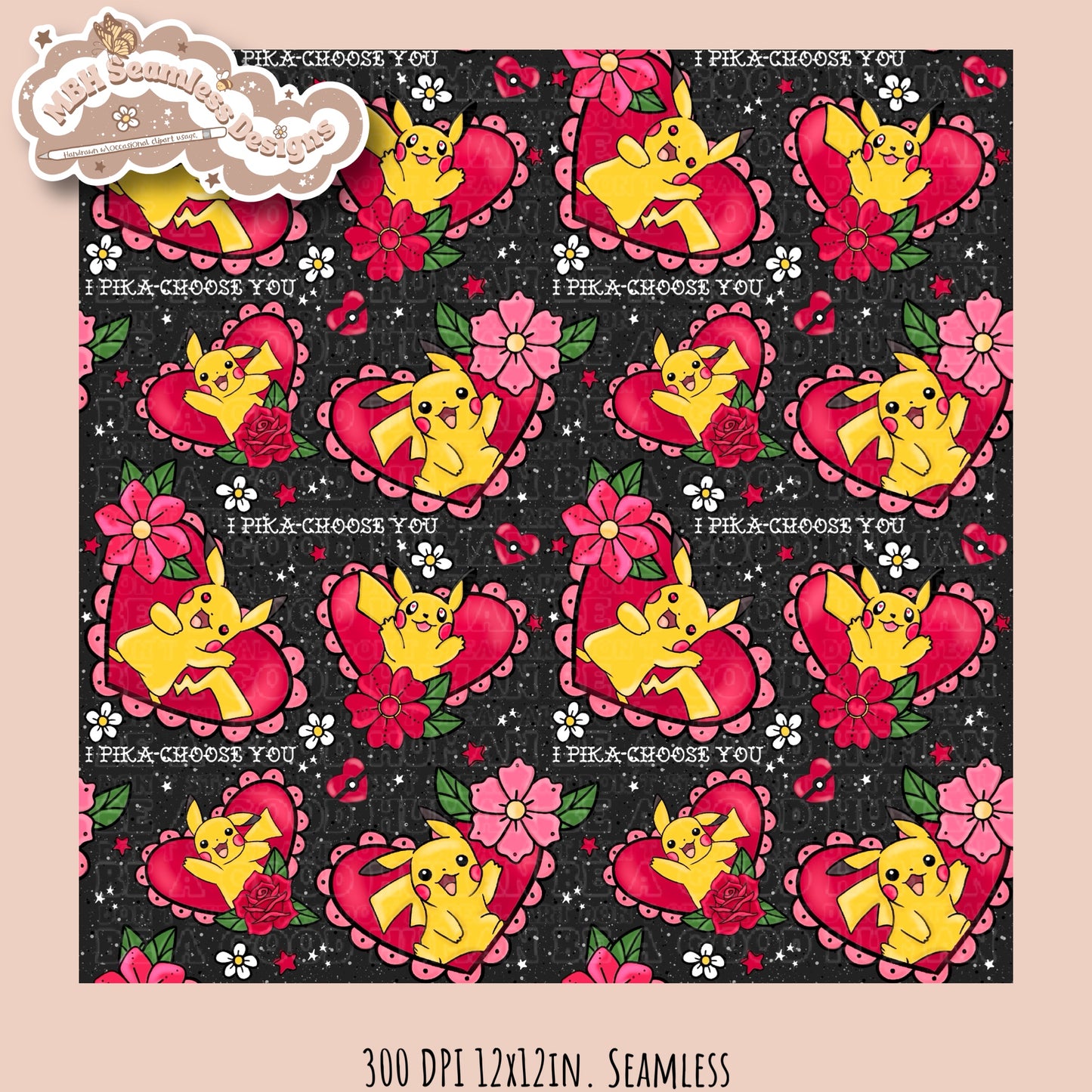 I Pika-Choose You Seamless Pattern Multiple Colorways