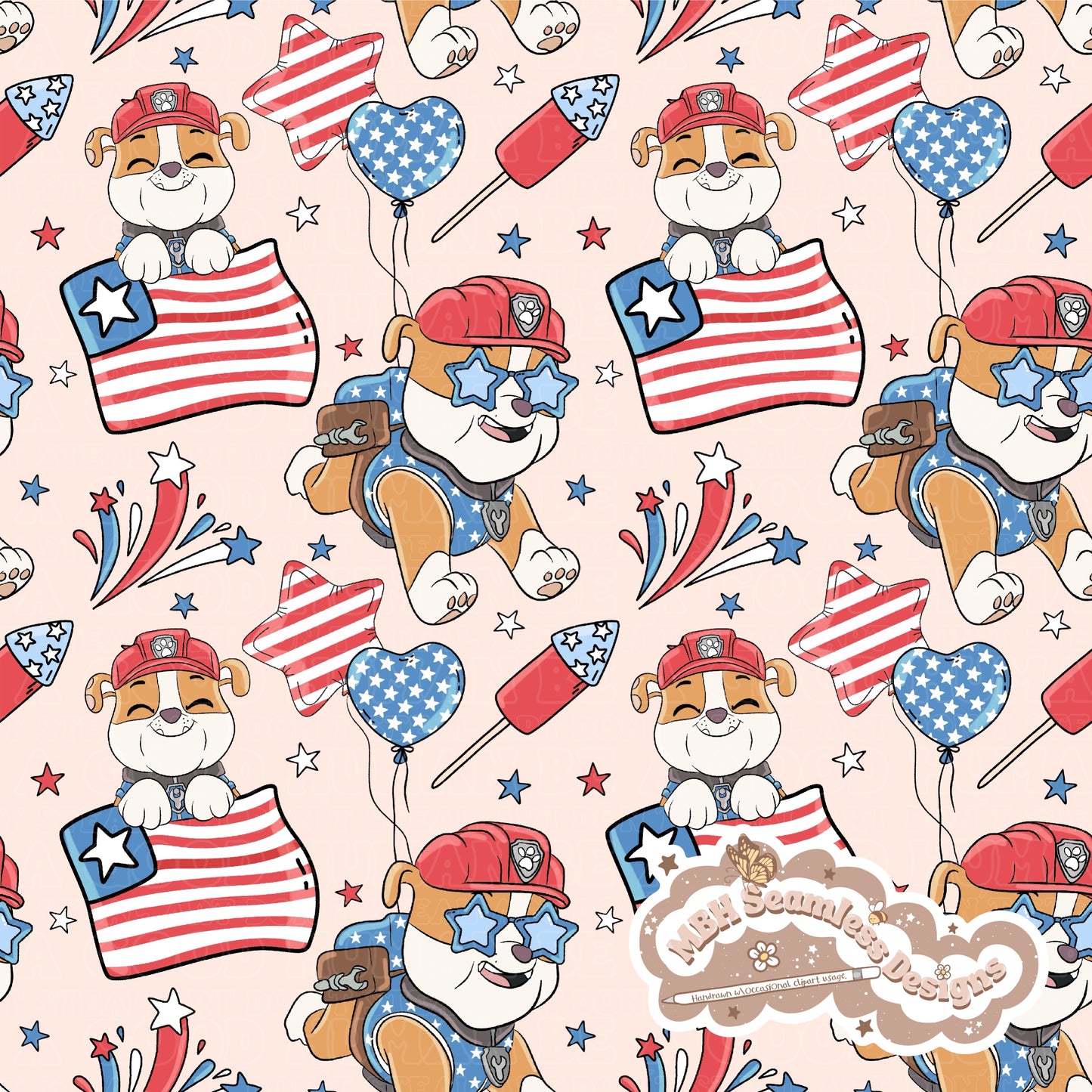 Patriotic Rubble Seamless Pattern MULTIPLE COLORWAYS