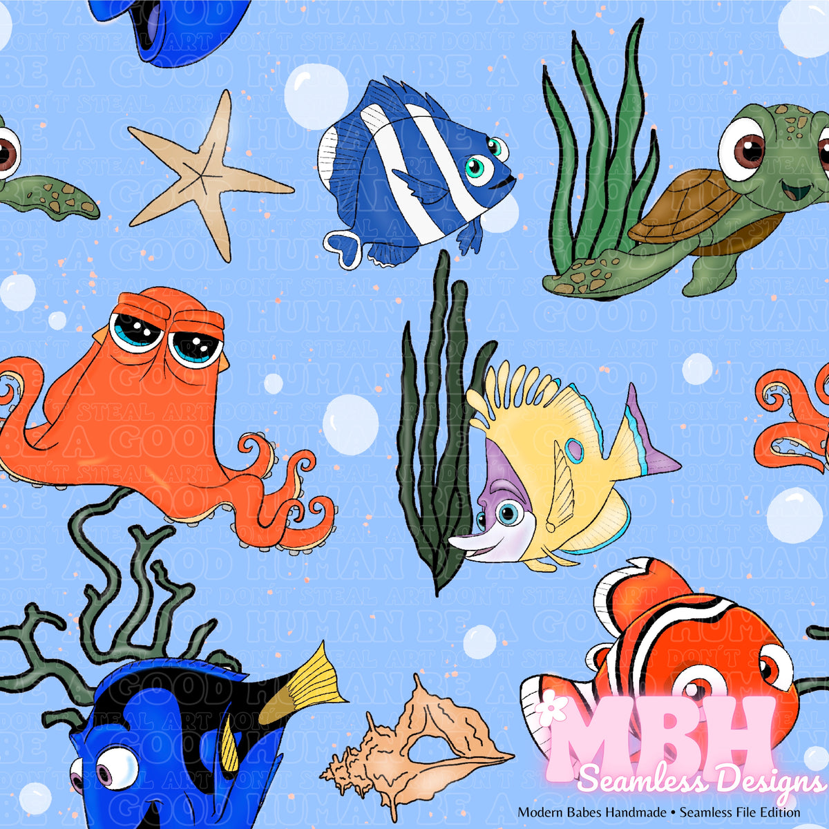 Finding Nemo Fish Pattern Underwater Nemo & Friends Seamless Pattern – MBH Seamless Designs