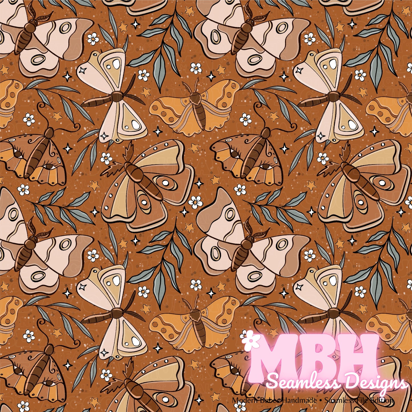 Bohemian Moths Seamless Pattern MULTIPLE COLORWAYS