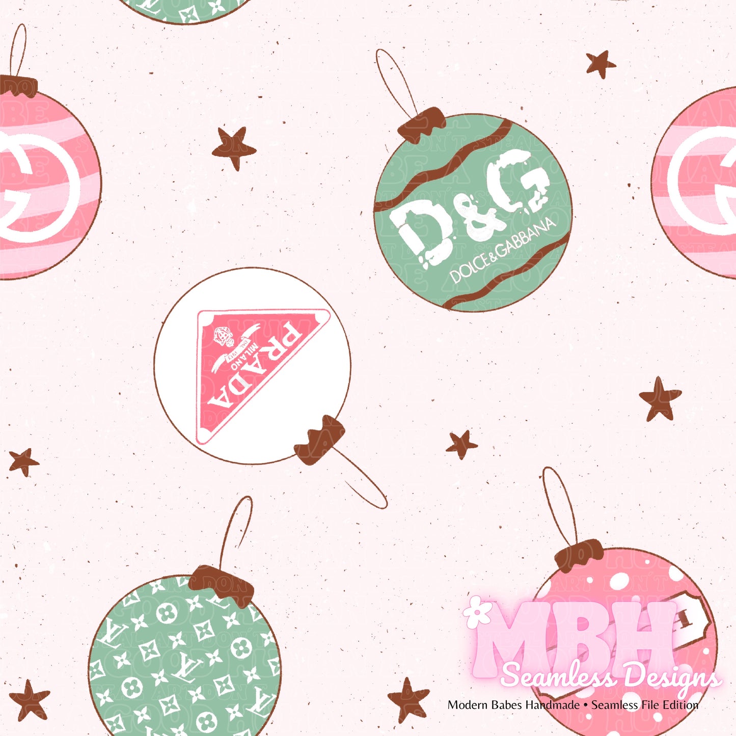 Starry Boujee Ornaments Seamless Pattern