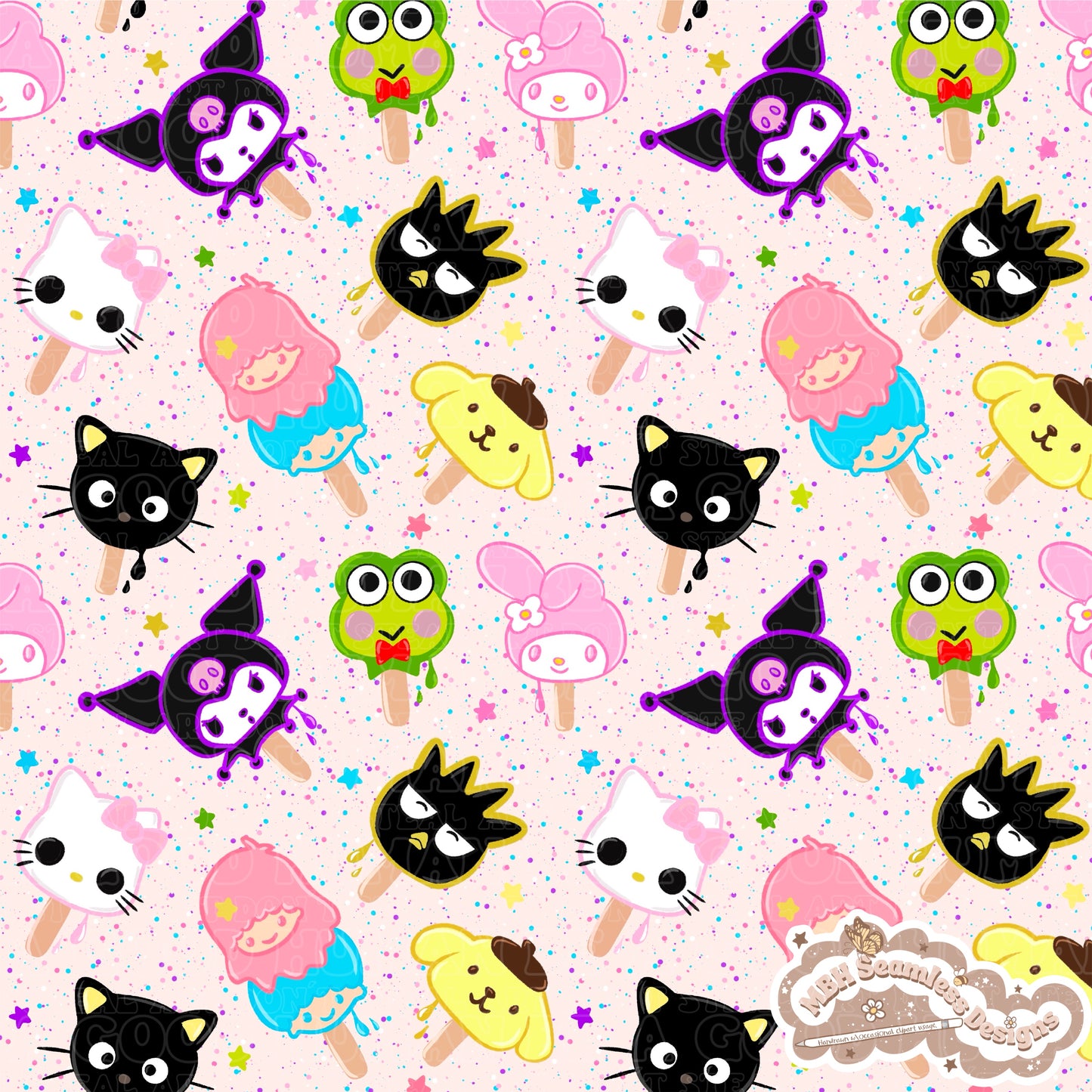 Sanrio Pops Seamless Pattern & PNG MULTIPLE COLORWAYS