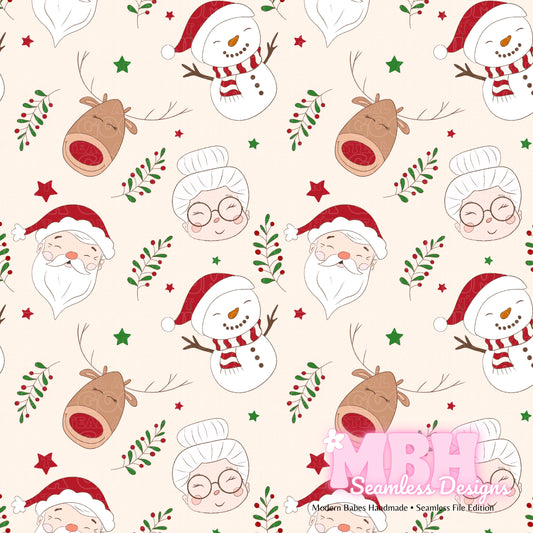 Vintage Mr. Mrs. Claus Seamless Pattern