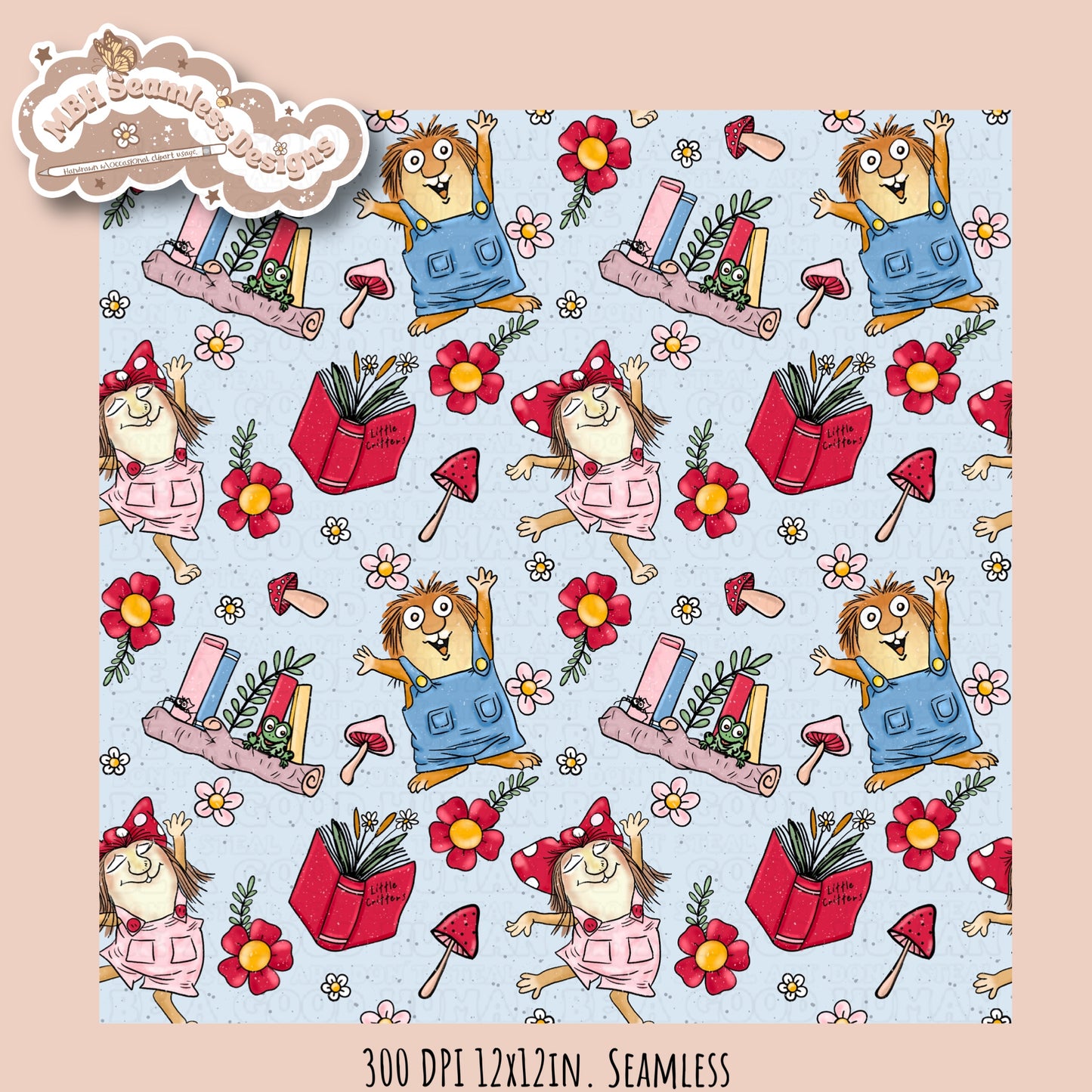 Little Critters Seamless Pattern // PNG // Multiple Colorways