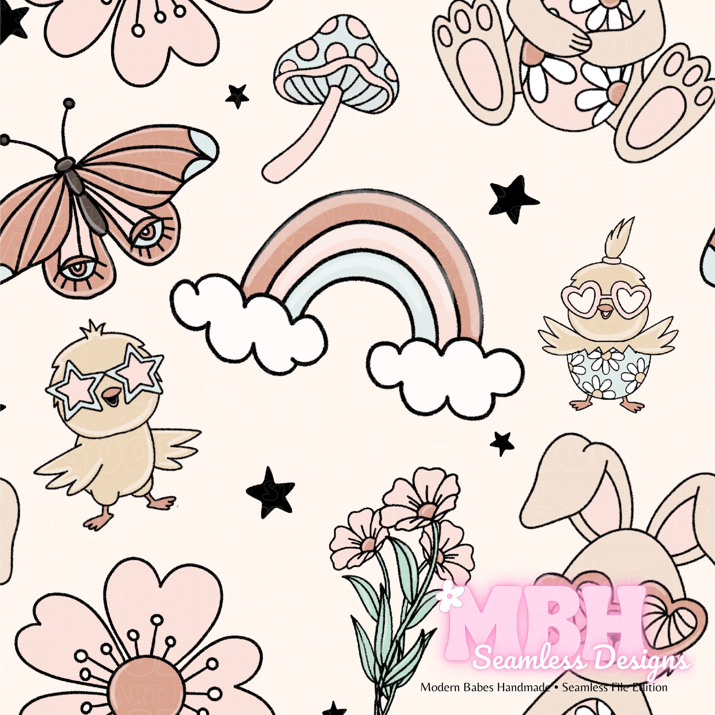 Easter Vibes Seamless Pattern Multiple Colorways