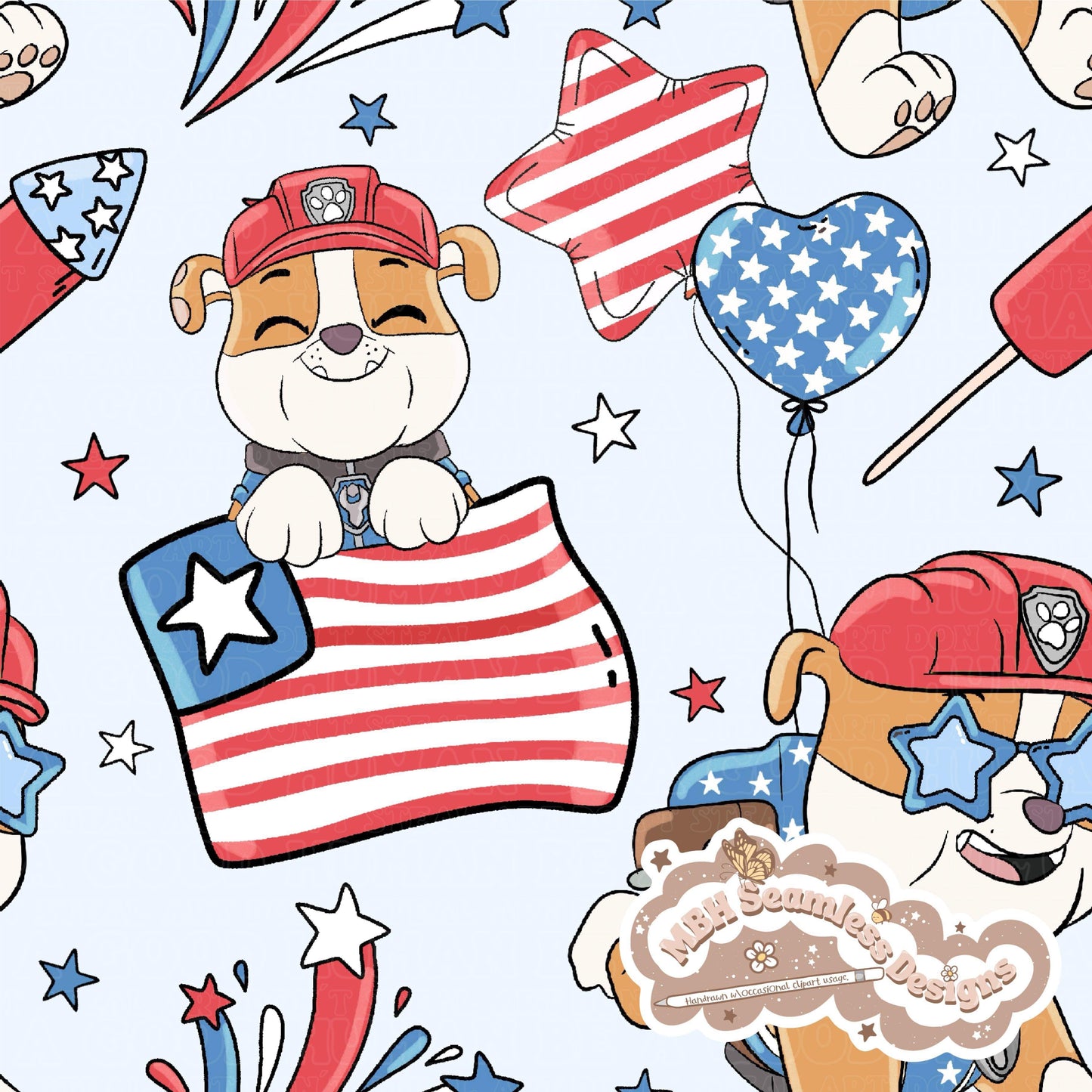 Patriotic Rubble Seamless Pattern MULTIPLE COLORWAYS