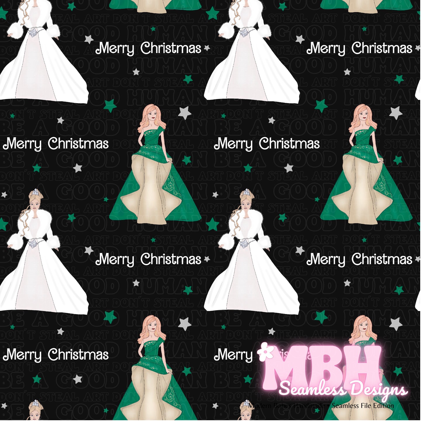 Merry Christmas Barbie Assorted Colorways Seamless Pattern