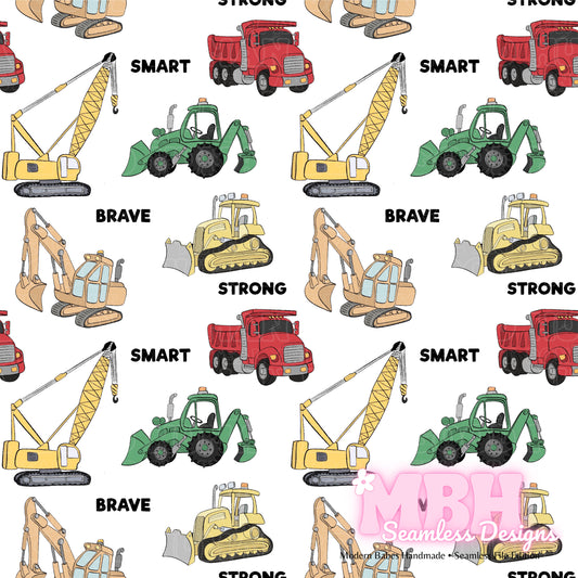 Construction Vehicles Seamless Pattern