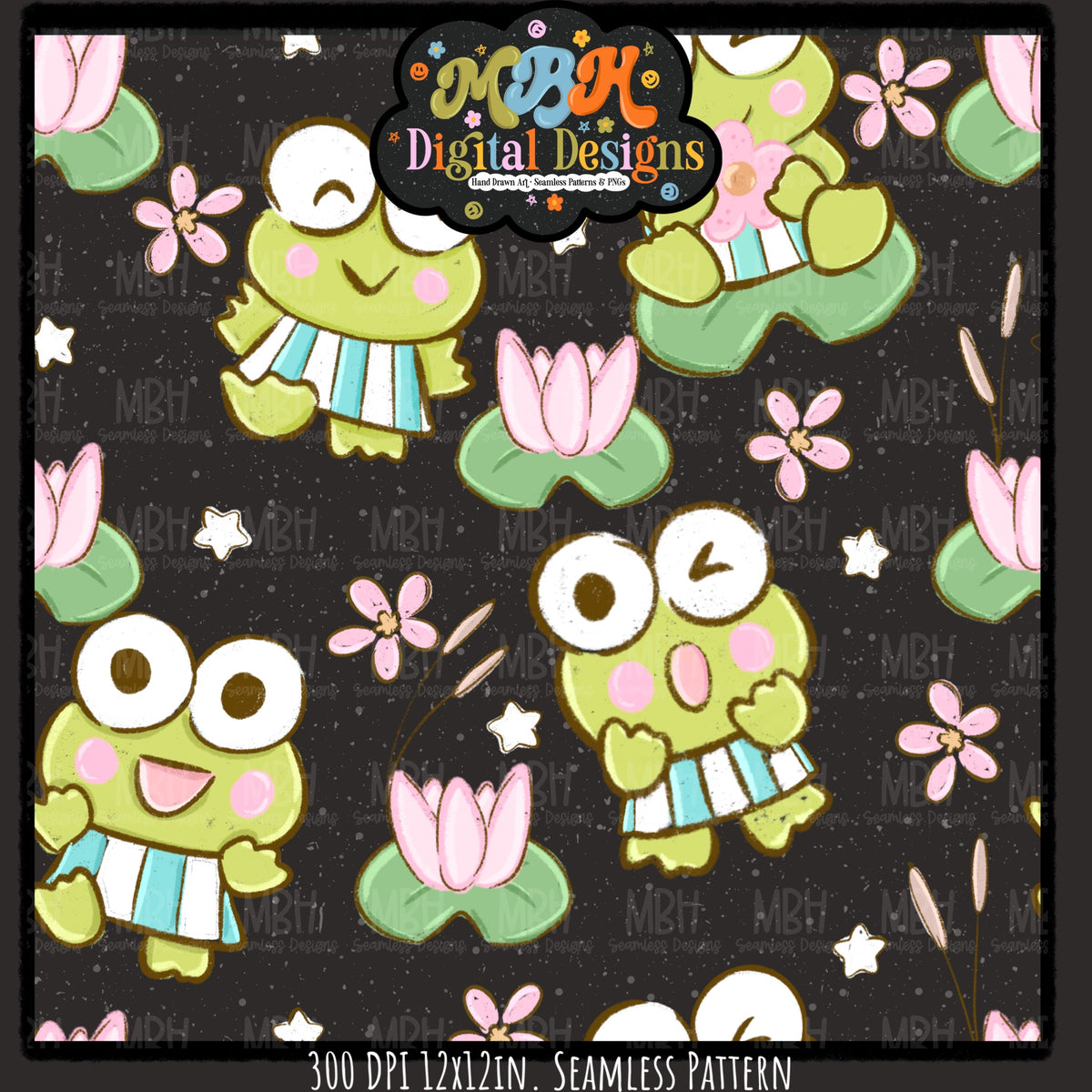 Hextober Day 5 • Frog Seamless Pattern // PNG // MULTIPLE COLORWAYS (Hextober files are not available in drives.)