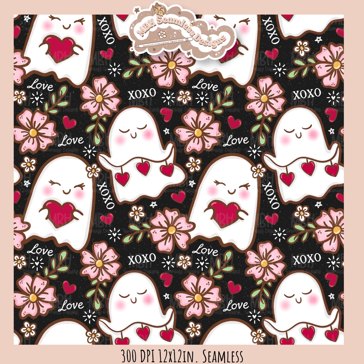 XOXO Ghosties Seamless Pattern // Assorted Colorways