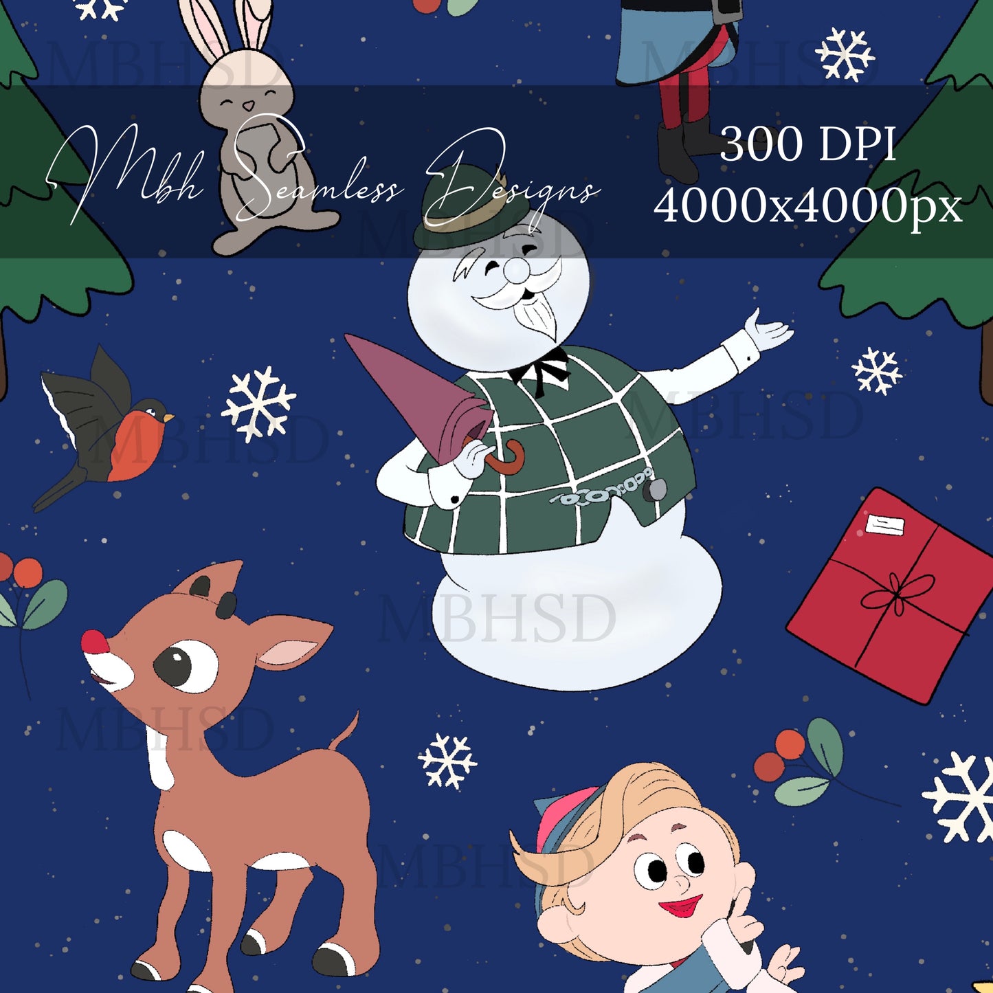 Vintage Reindeer Seamless Pattern