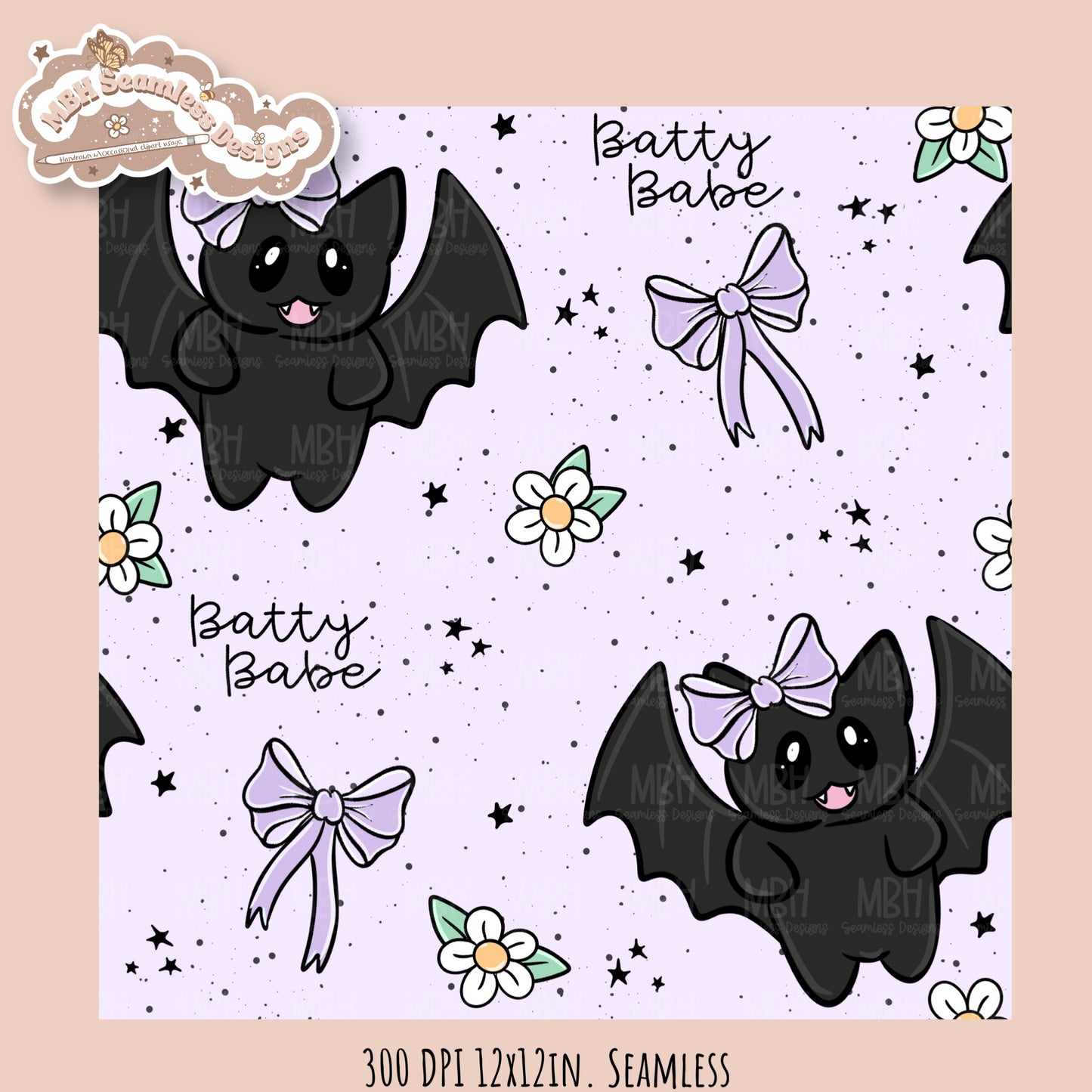 Coquette Bats • Hextober 25 // Seamless Pattern // Multiple Colorway Options