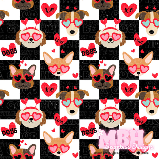 Dog Love Chex Seamless Pattern