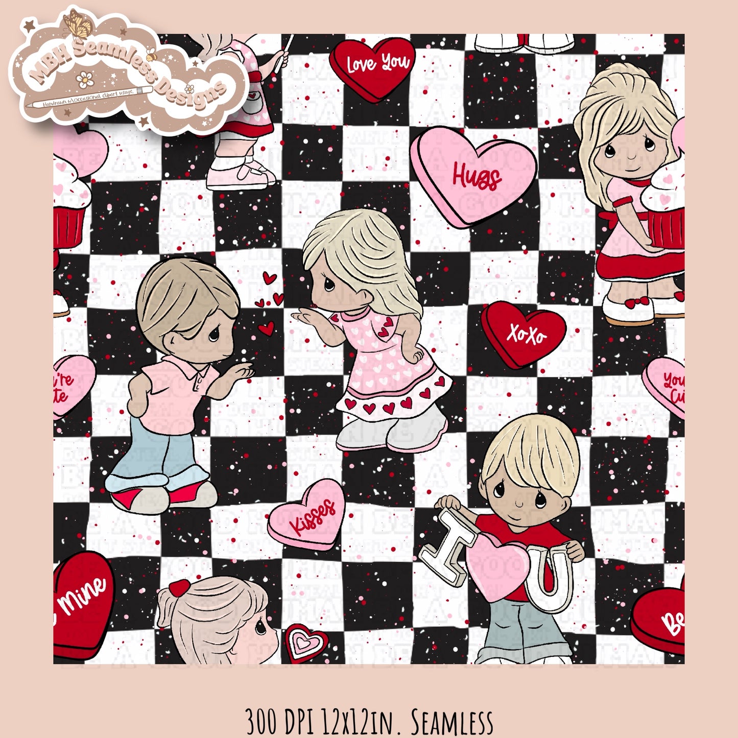 Precious Moments x Valentine’s Day Seamless Pattern Multiple Colorways