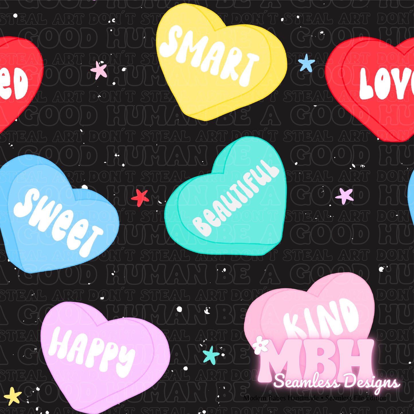 Starry Convo Hearts 2 Colors Seamless Patterns
