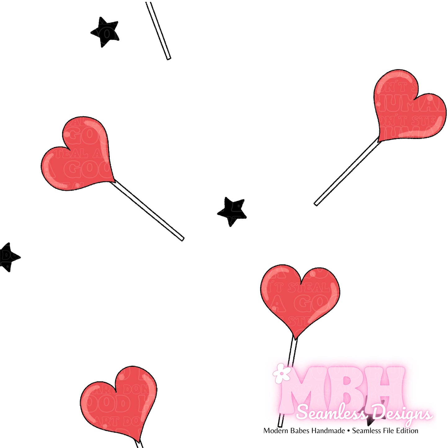 Heart Suckers 2 Colorways Seamless Pattern & PNG